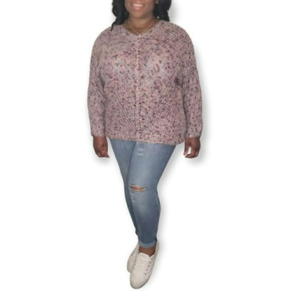 Style & Co V-Neck Red Dolman-Sleeve Sweater